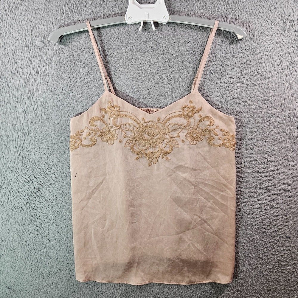 NEW Savanna Jane Tank Top Women Small Embroidered Light Brown - Flaw